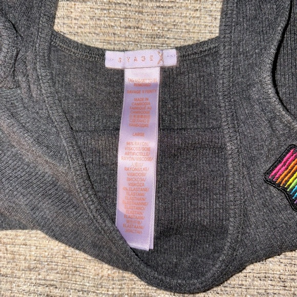 SavageXFenty Gray Cropped Top and Shorts Lounge Set Large - Picture 2 of 4